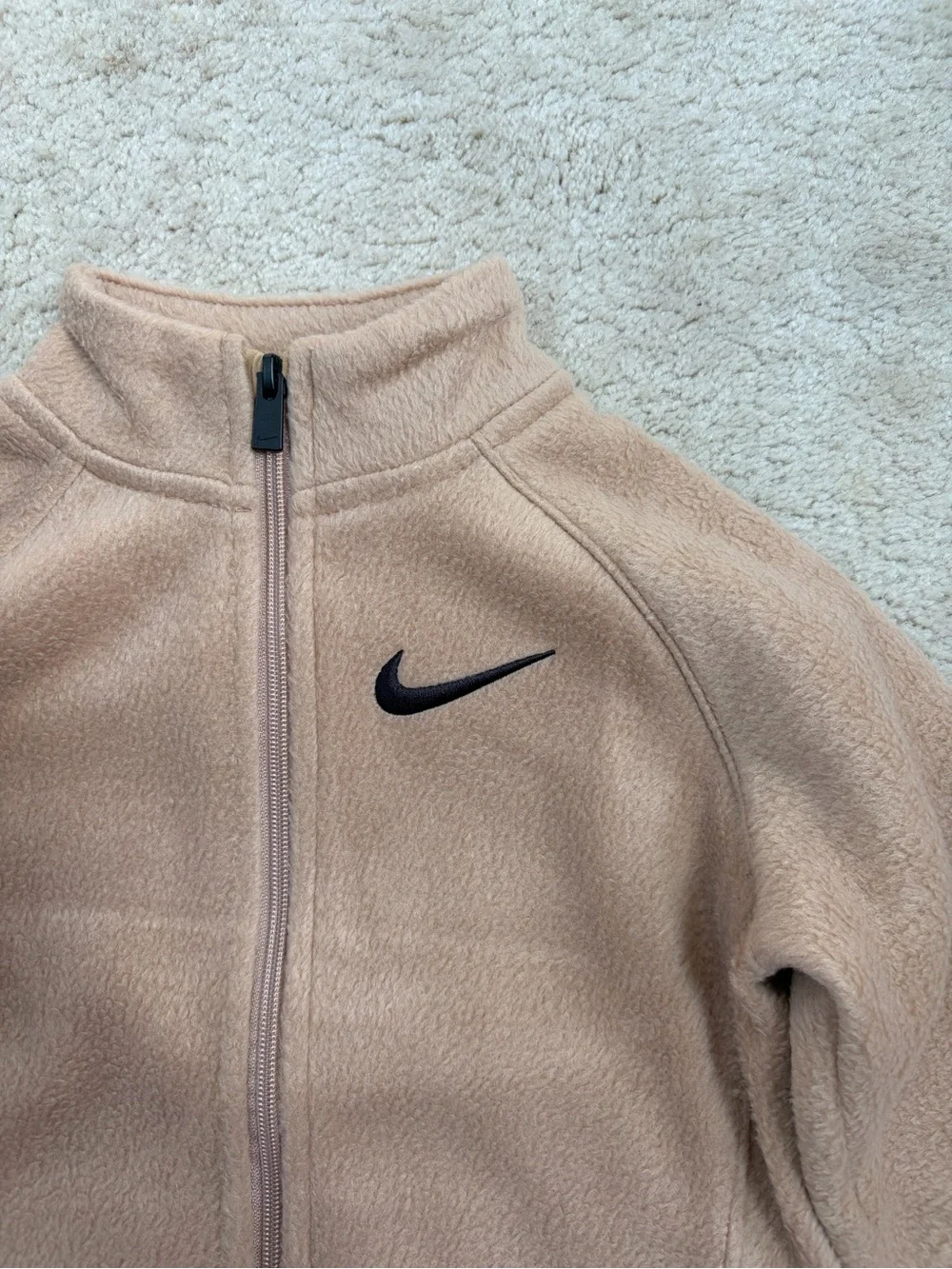Nike NWT Boys Size 6 Tan Fleece Full Zip Lightweight Jacket with Pockets